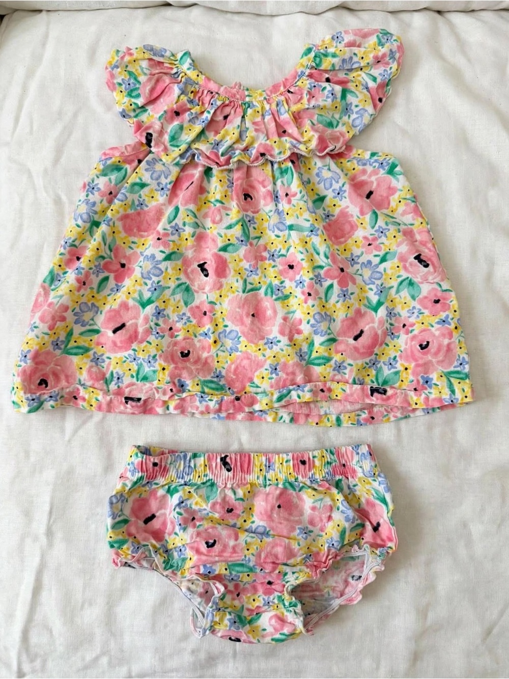 9 mo Crown and ivy Pink Floral Baby Dress & Bloomers Set